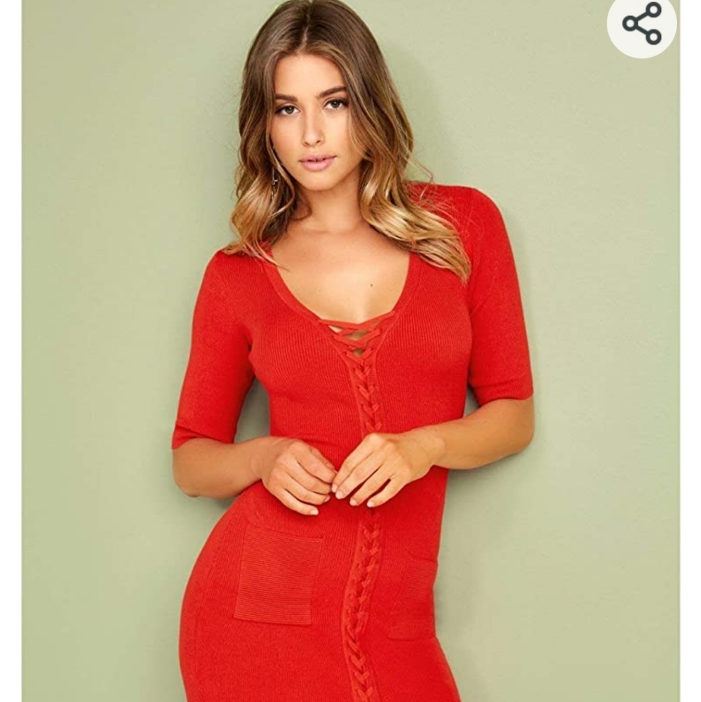 Hot!! Guess Erin Lace op Short Sleeve Sweater Dress